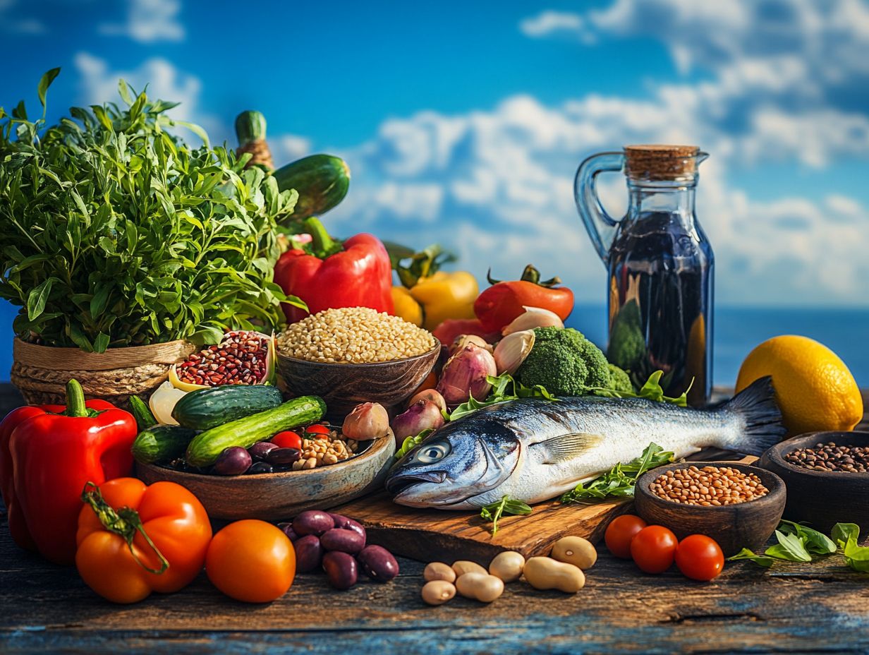 A colorful plate of Mediterranean foods highlighting key nutrients