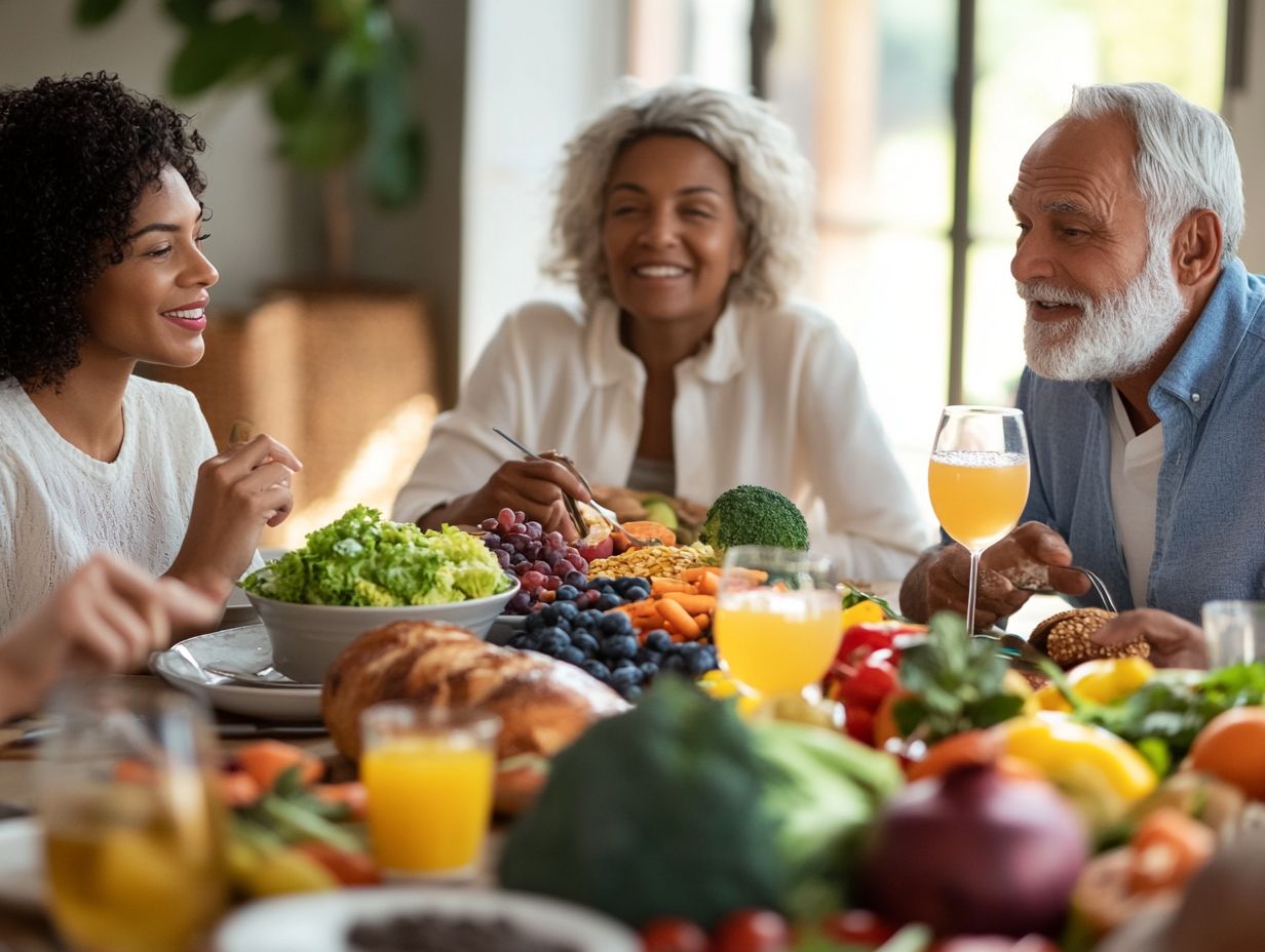 Illustration of healthy eating habits for different age groups