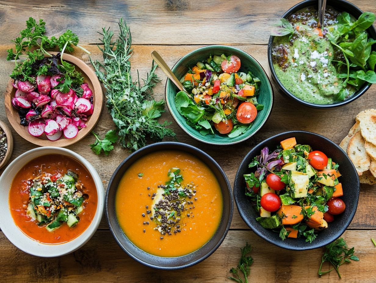 A colorful spread of delicious recipes that enhance mental wellness.