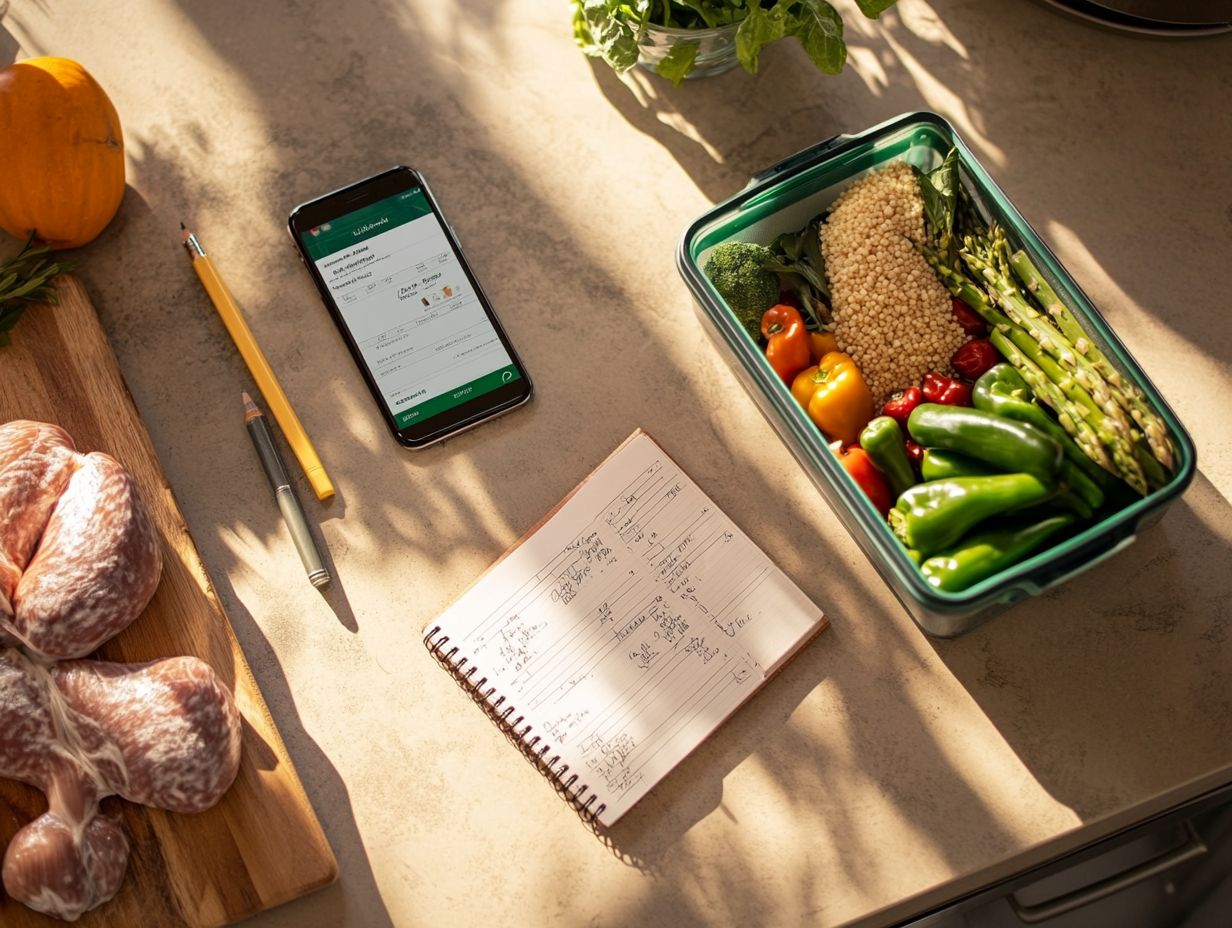 A colorful meal planning setup