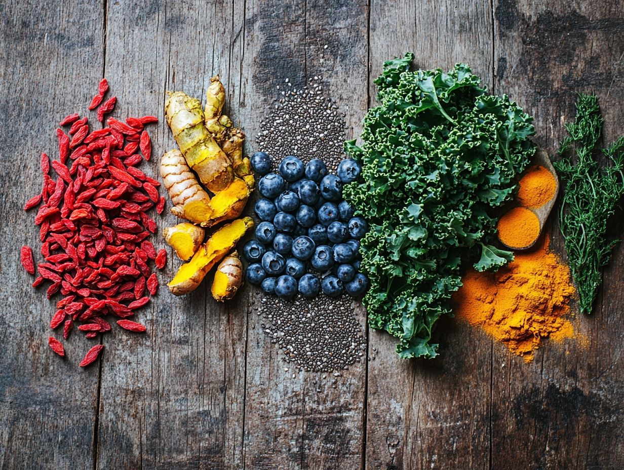 An assortment of nutrient-rich superfoods