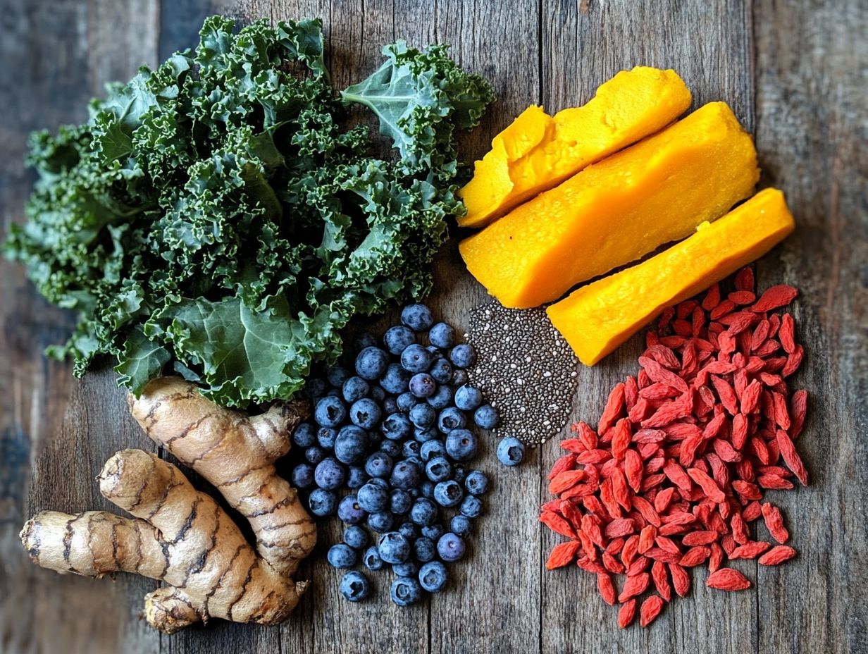 An assortment of nutrient-rich superfoods