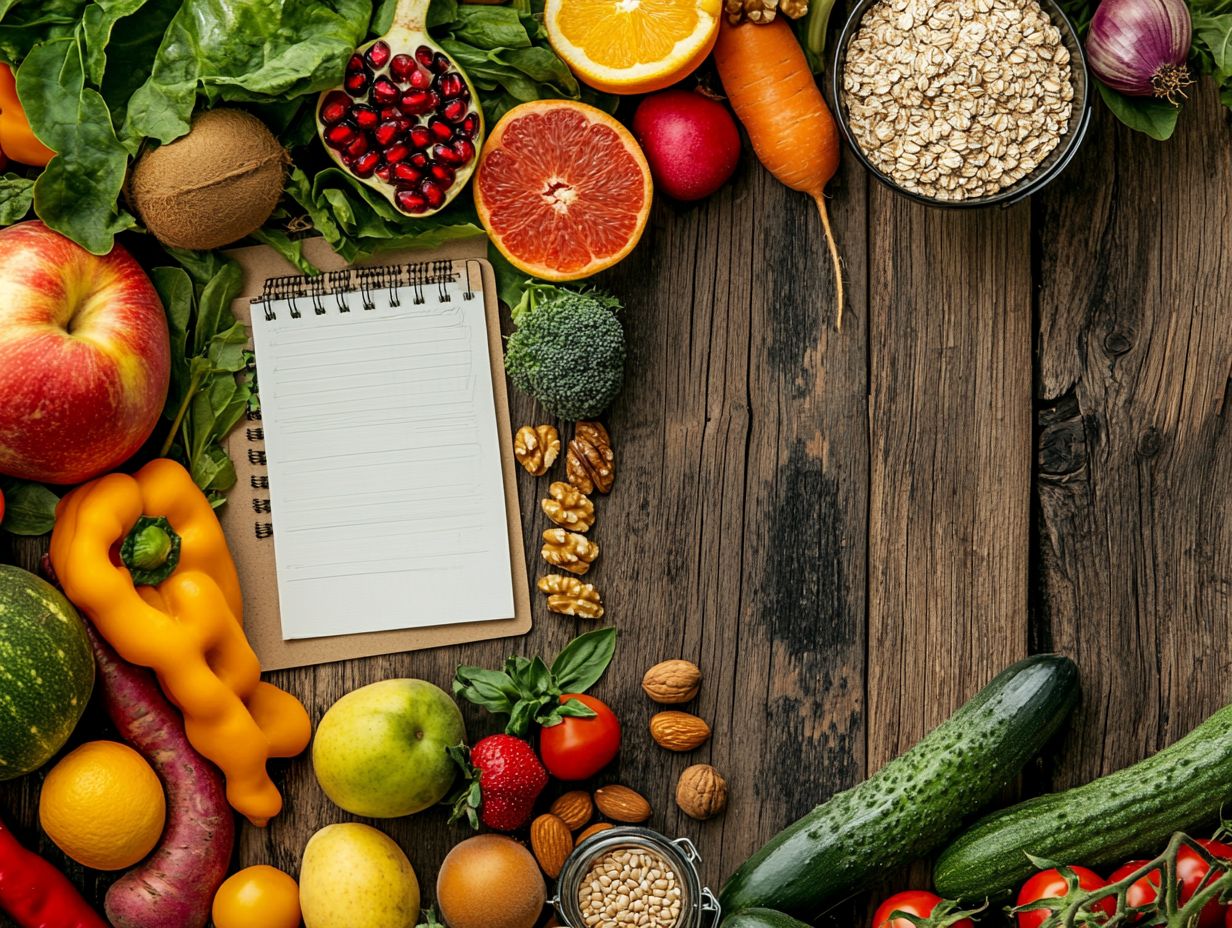 A colorful plate representing key components of a healthy diet.