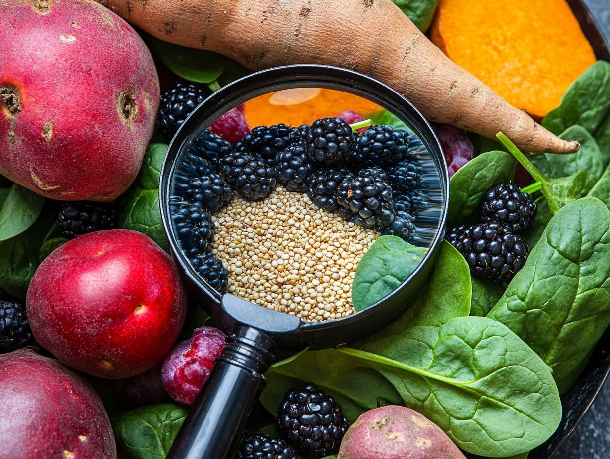 A colorful plate showcasing nutrient-dense foods like fruits and vegetables