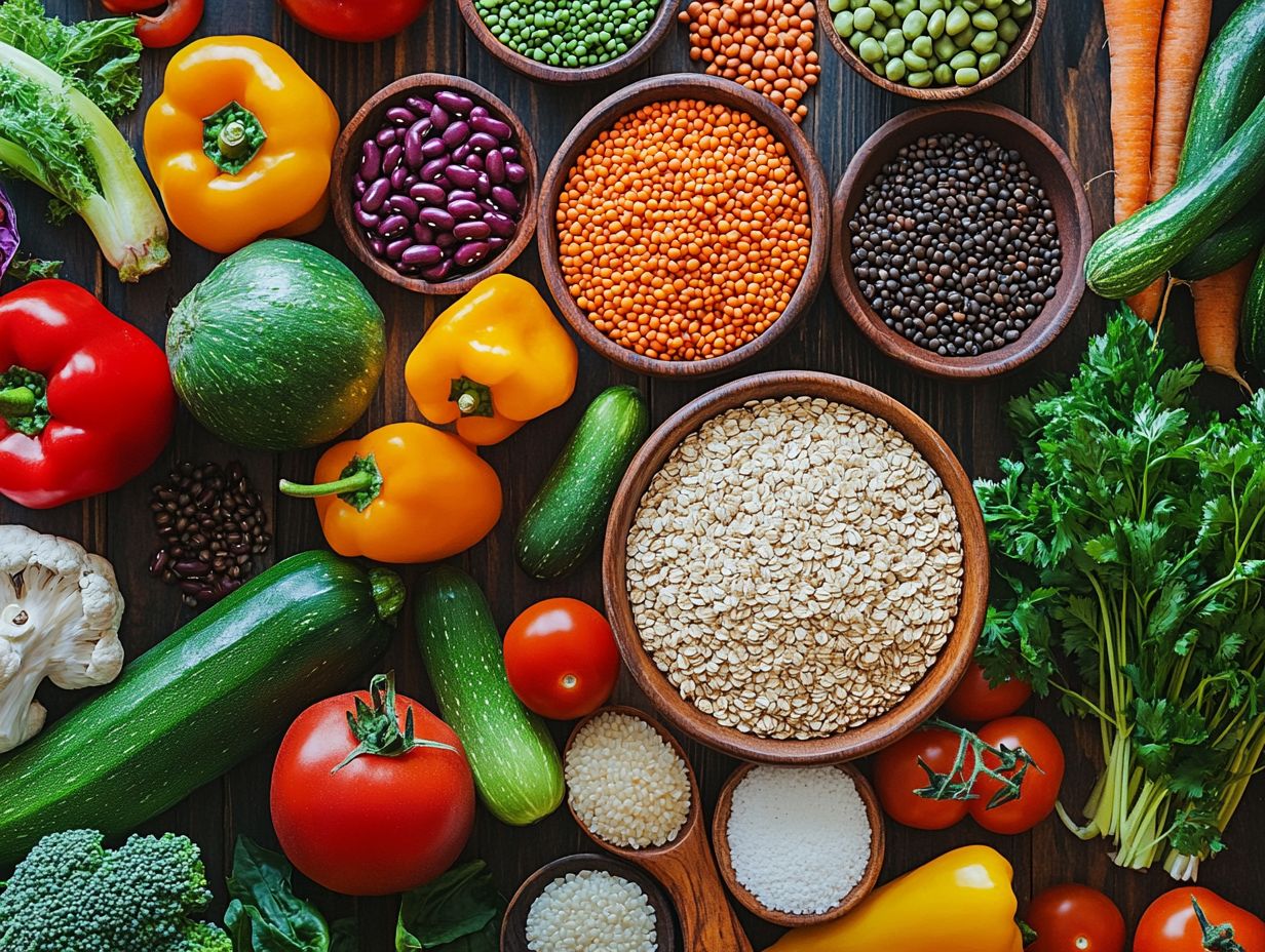 A colorful plate showcasing the health benefits of a balanced vegan diet