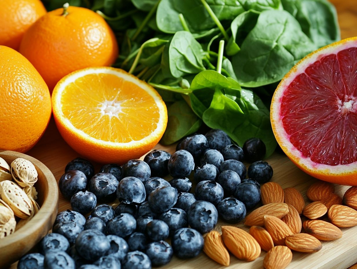 Colorful fruits and vegetables high in antioxidants