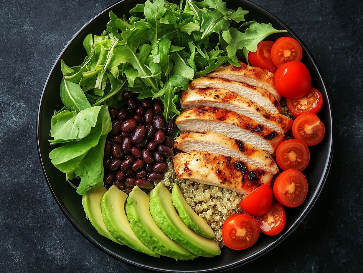 A colorful display of various protein sources in a healthy diet