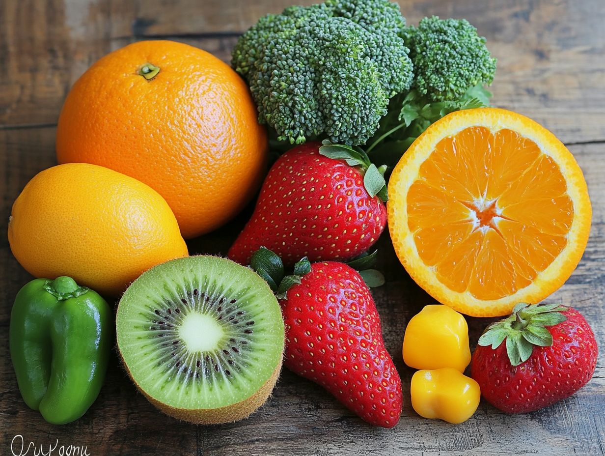 Colorful salad with vitamin C-rich ingredients