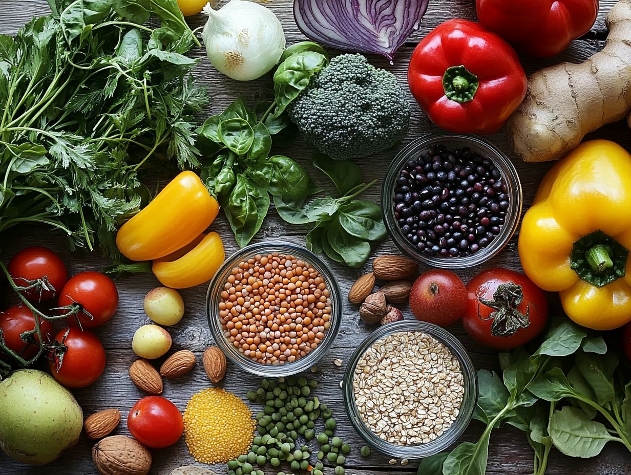 An assortment of fresh, seasonal produce for a Whole Foods Diet