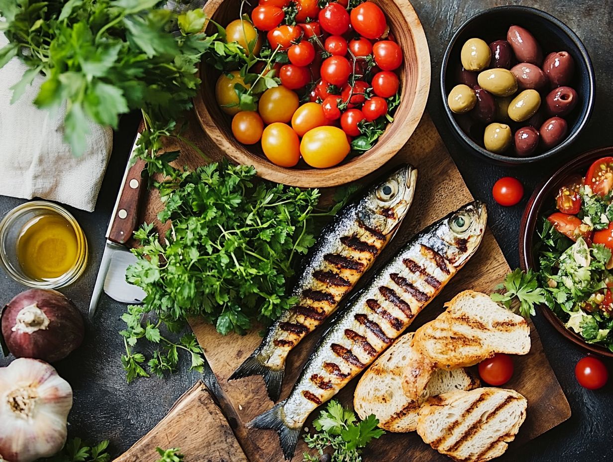 Visual representation of the benefits of a Mediterranean diet