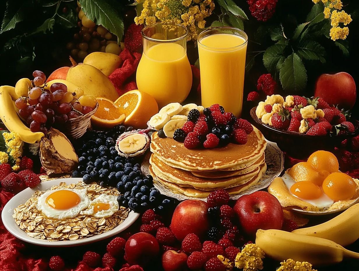 A variety of healthy breakfast options arranged