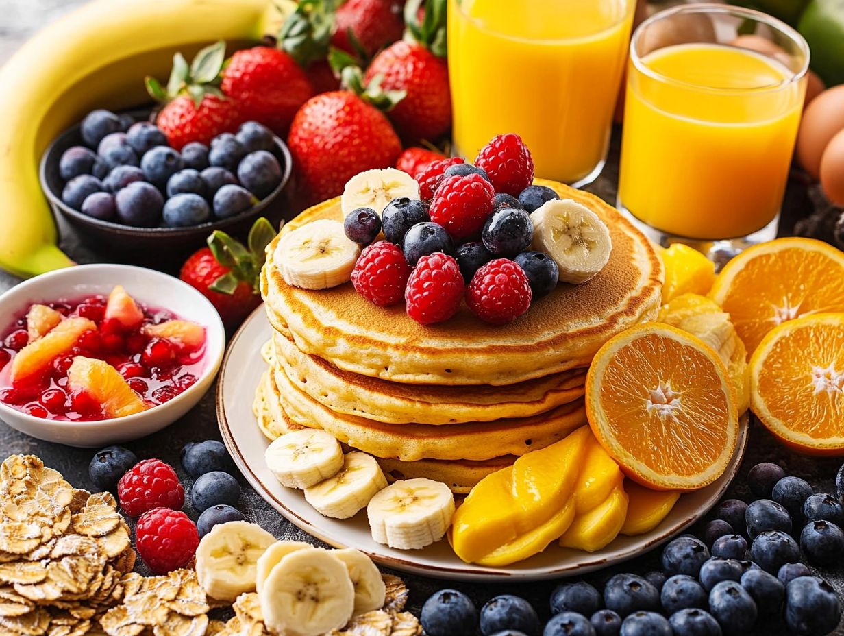 A variety of healthy breakfast options displayed on a table