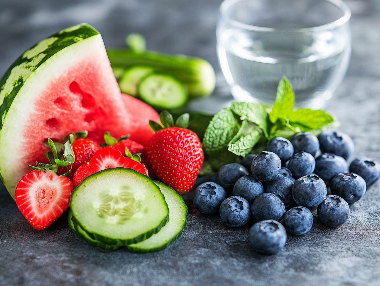 A variety of hydrating foods suitable for various hydration needs