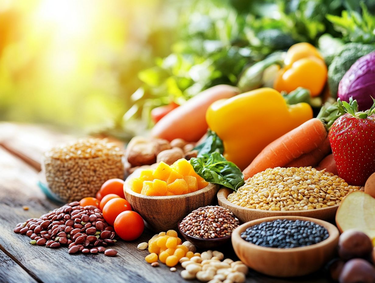 A colorful display of various healthy foods